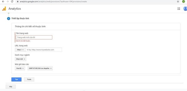 đăng ký Google Analytics 2