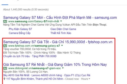 Chi phí quảng cáo Google Adwords 2